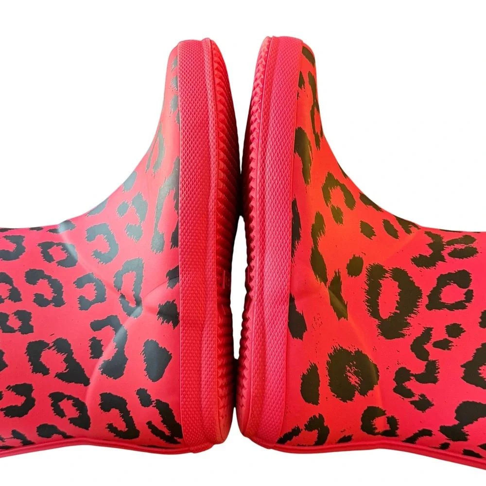 Hunter First Classic Rain Boots Kids Girls 4 Pink Leopard Hybrid Print Adventure